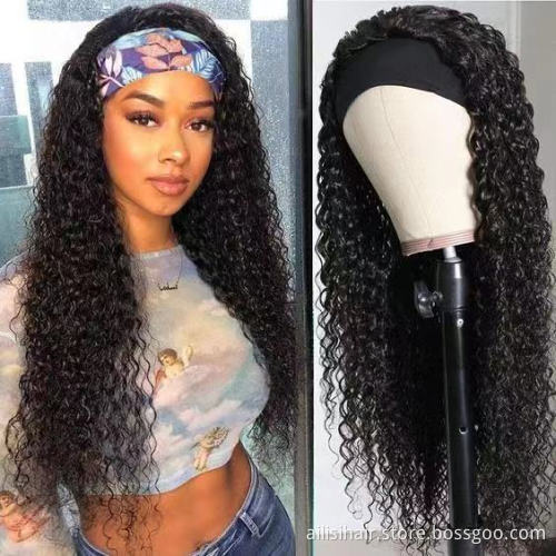 Wholesale Human Hair Headband Wigs For Black Women Raw Virgin Human Hair Headband Wigs
